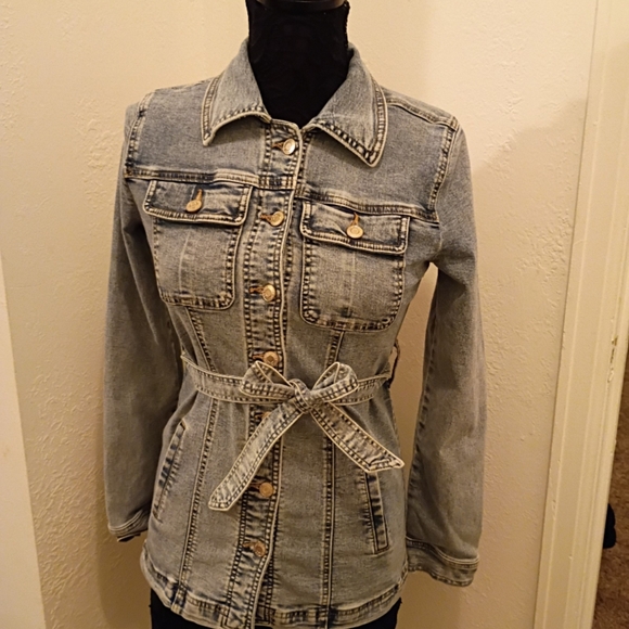 Maurices Jackets & Blazers - Maurices Light Blue Denim Jacket with Belt